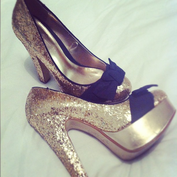gold sparkly shoes