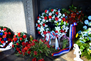 Flowers at Slavin Memorial